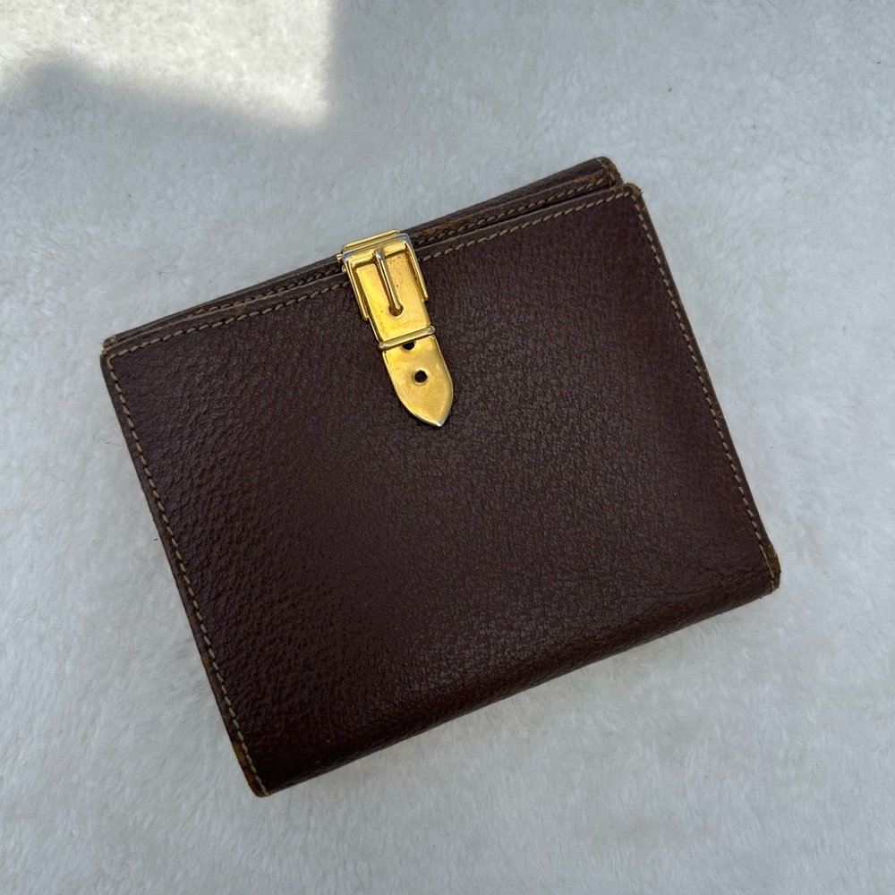 Gucci Brown Leather Wallet with Gold Buckle